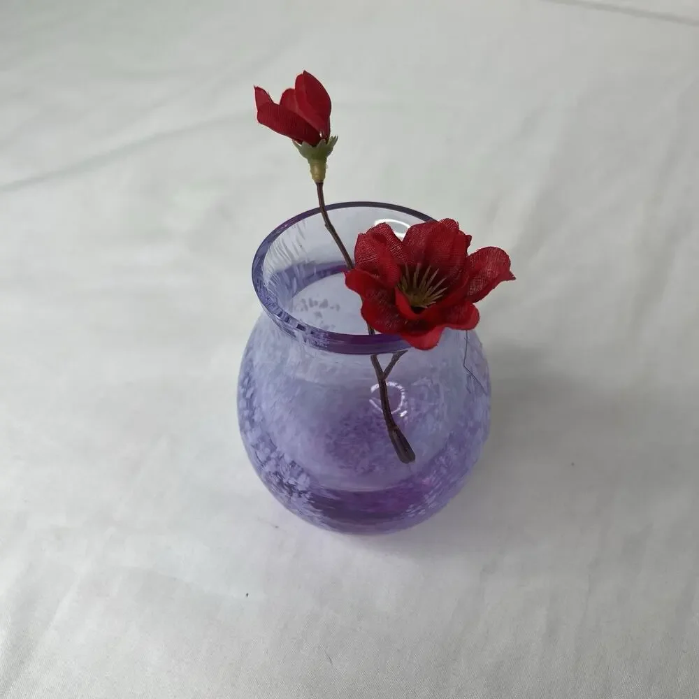 Caithness Purple With Speckled hand Blown Glass Mini Floral Vase Made Scotland